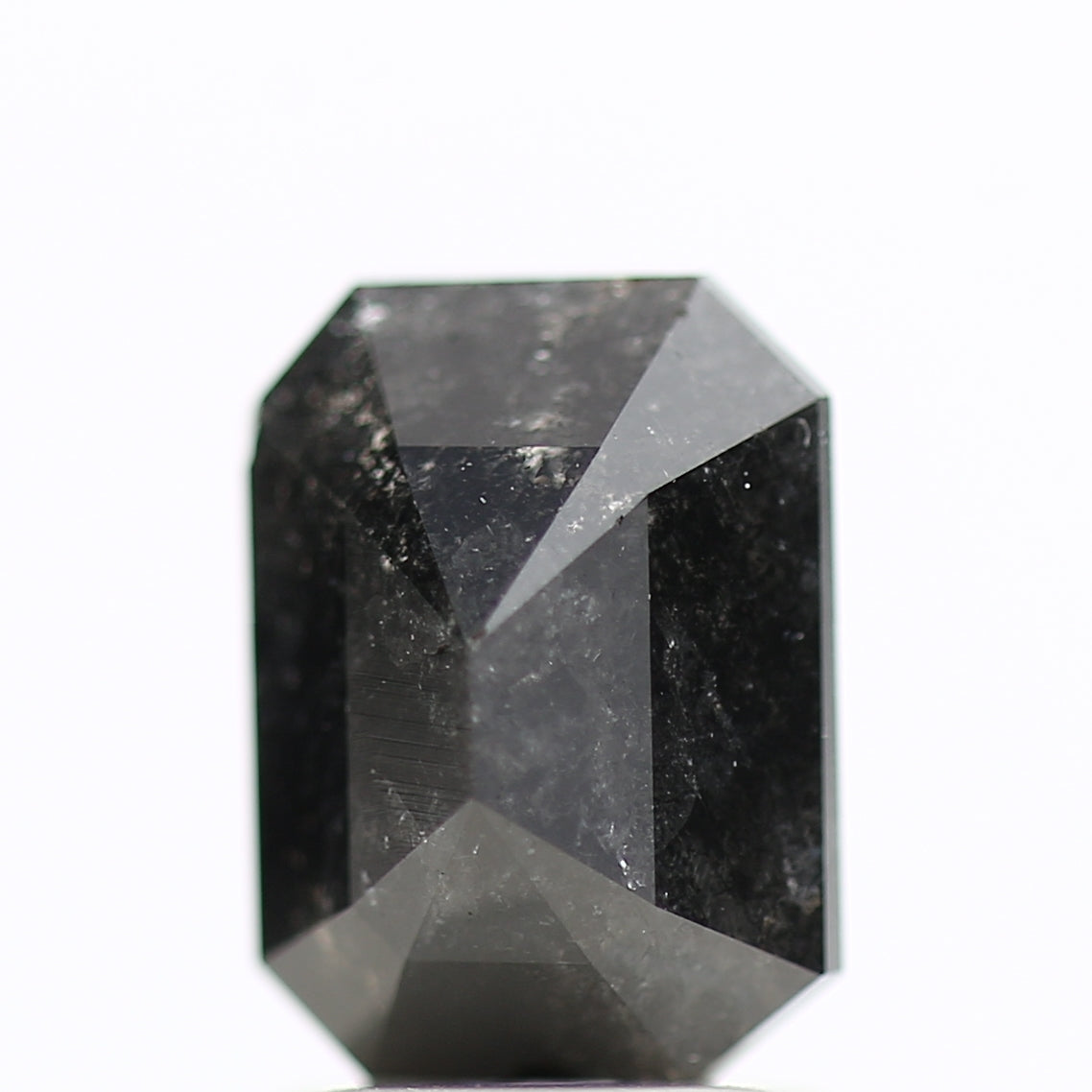 1.81 Ct Natural Color Emerald Cut Black Salt and Pepper Diamond 8.05 MM