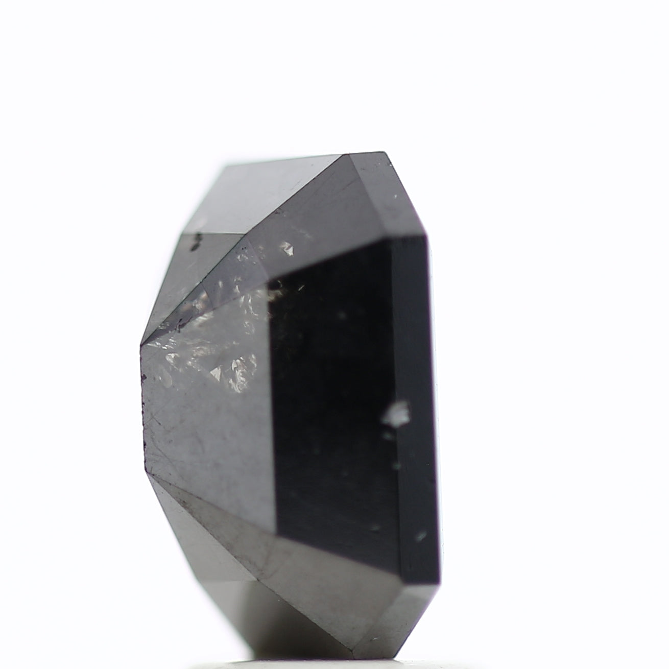 3 Ct Black Emerald Cut Diamond Natural Salt and Pepper Diamond 9.42 MM