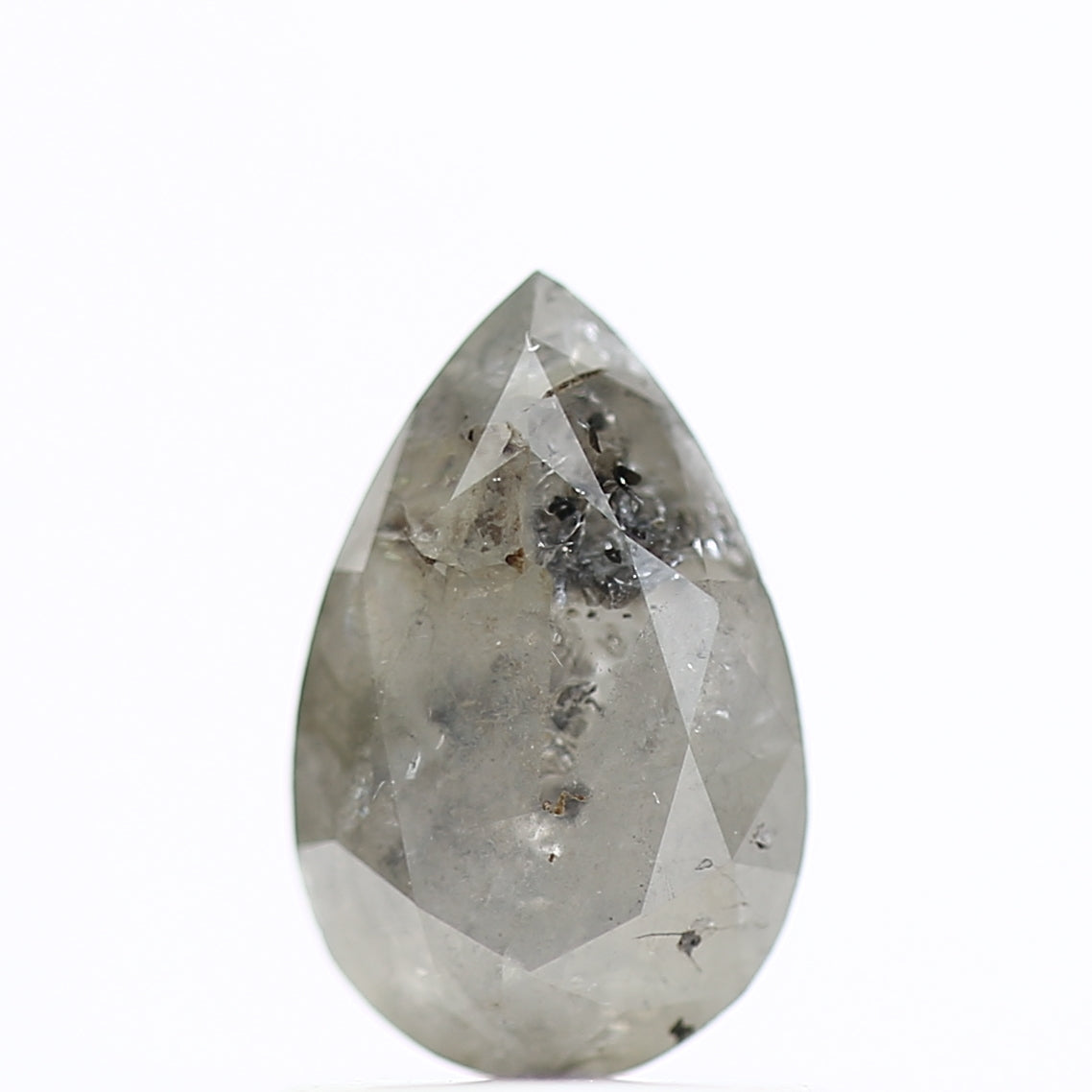 1 Carat Pear Rosecut Salt and Pepper Diamond 8 MM