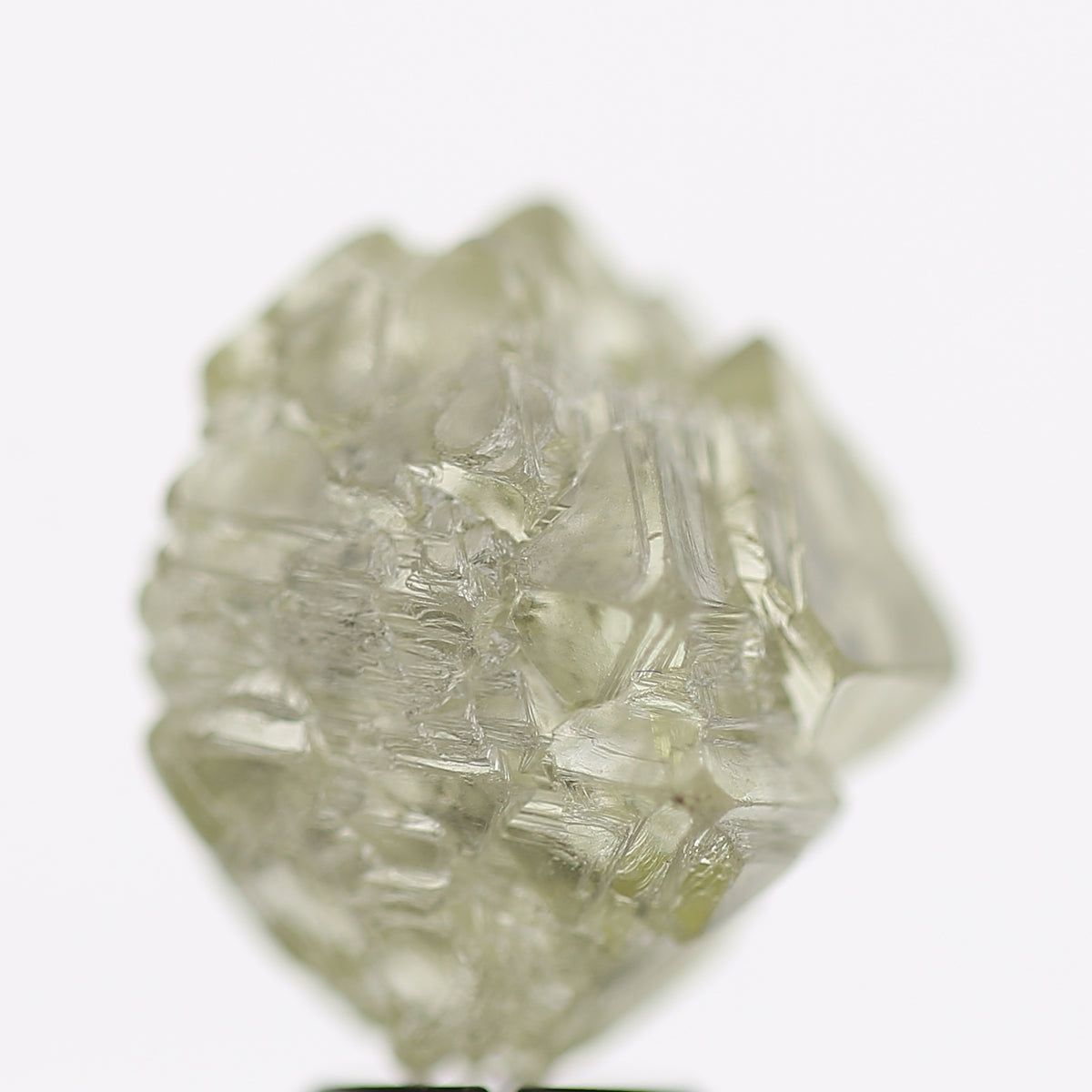 10 Ct Rough Diamond Octahedron Light Green Gray Raw Stone 12.70 MM
