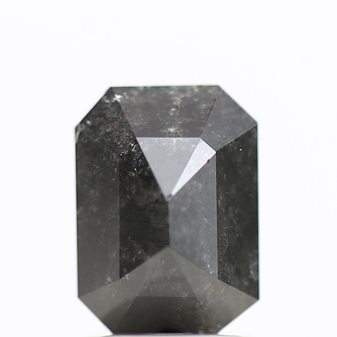 1.81 Ct Natural Color Emerald Cut Black Salt and Pepper Diamond 8.05 MM