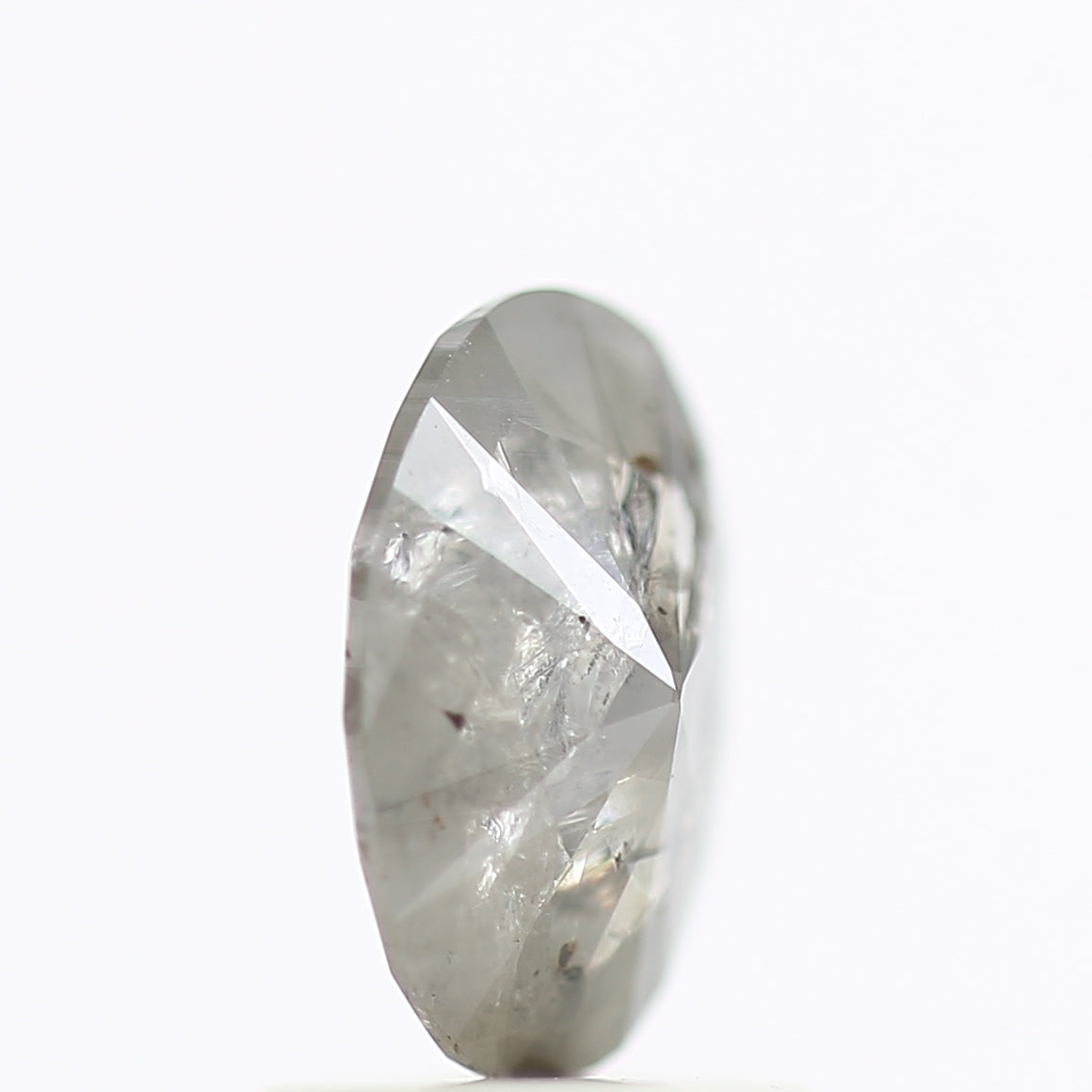 0.91 Carat Rose Cut Oval Gray Salt Pepper Diamond 8.05 MM