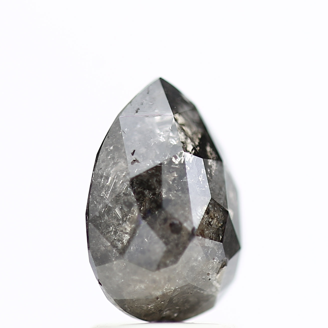 2.02 Carat Salt & Pepper Pear Diamond Double Cut Diamond 9.38 MM