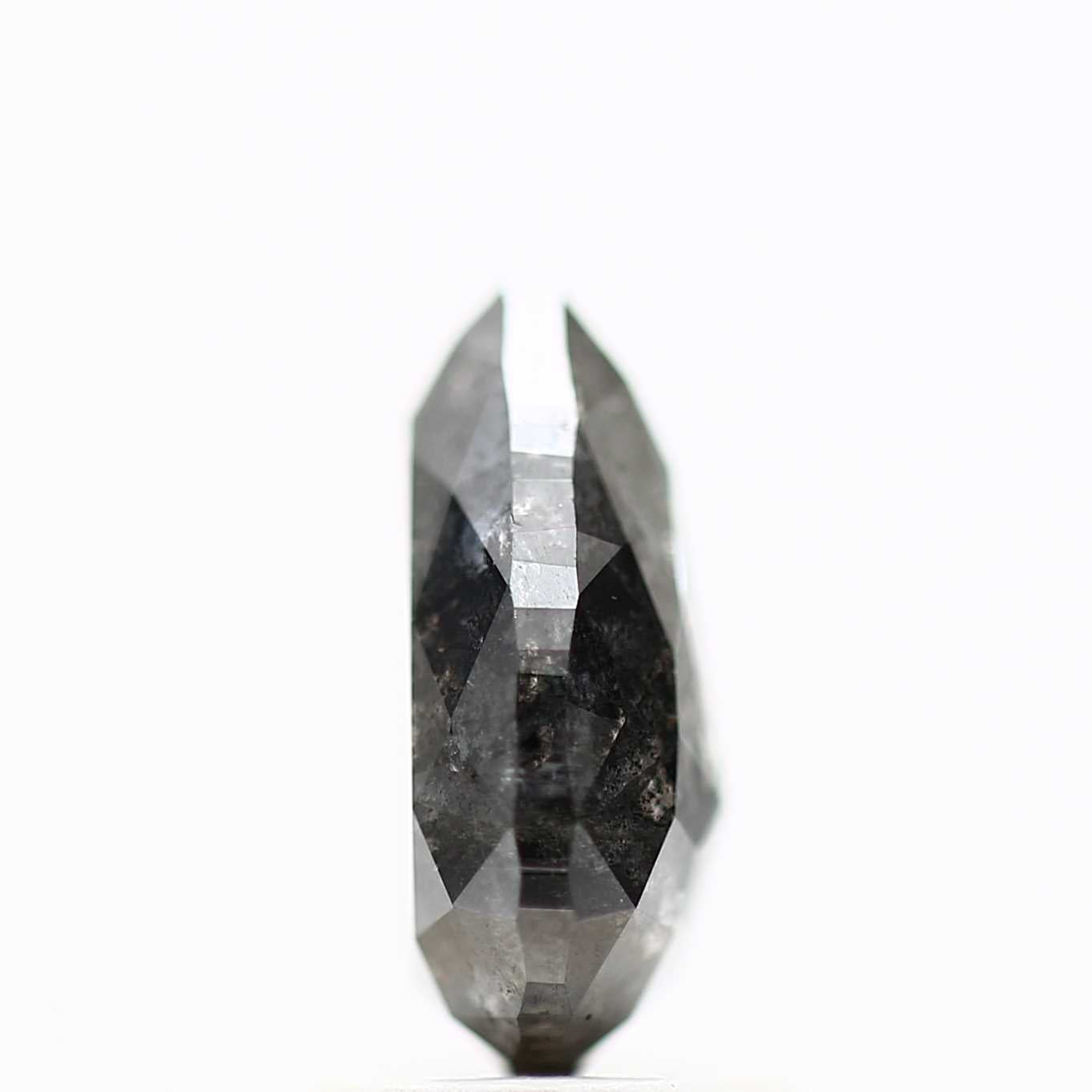 1.90 Carat Natural Diamond Gray Salt and Pepper Pear Diamond 9.27 MM