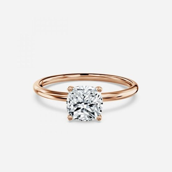 Bdaya Cushion Solitaire Engagement Ring 14K / 18K Solid Gold