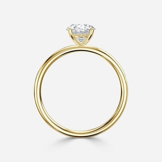Bdaya Oval Solitaire Engagement Ring 14K / 18K Solid Gold