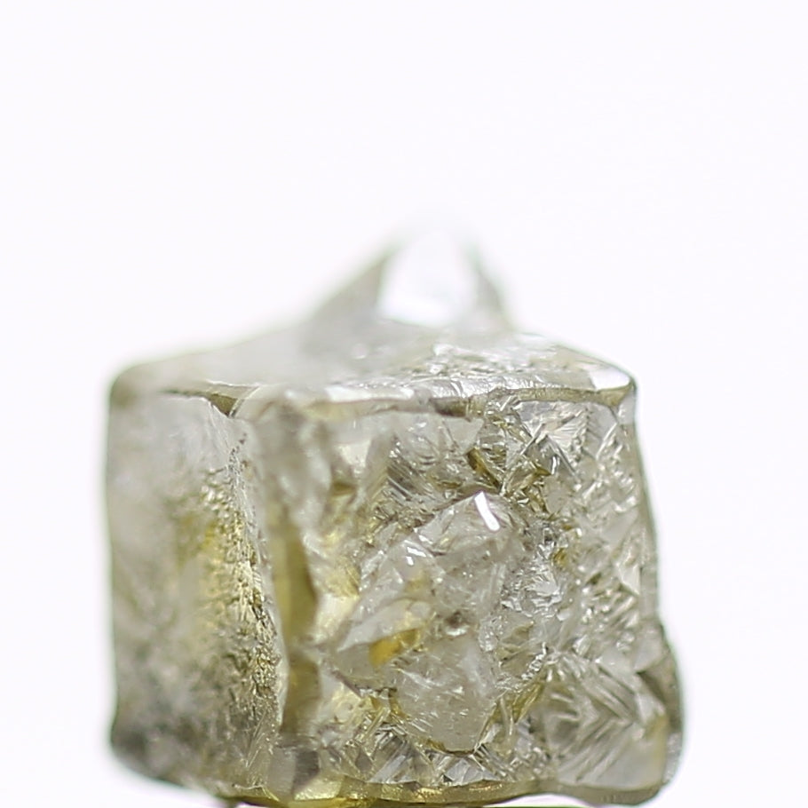 3.54 Carat Natural Yellow Green Raw Rough Cube Diamond 6.5 MM