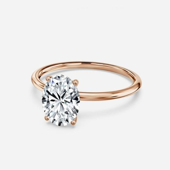Bdaya Oval Solitaire Engagement Ring 14K / 18K Solid Gold
