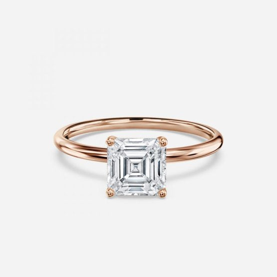 Bdaya Asscher Solitaire Engagement Ring 14K / 18K Solid Gold