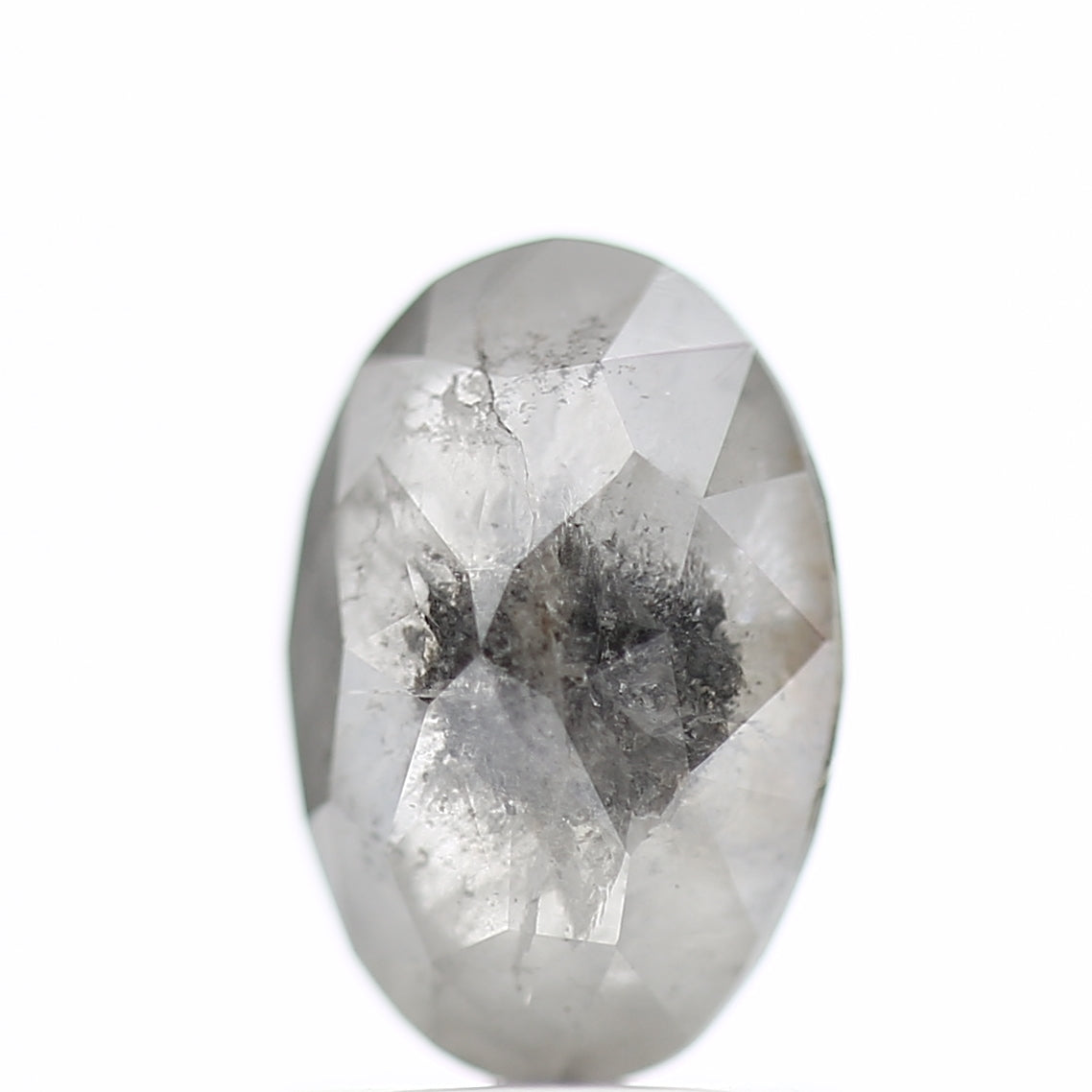 1.60 Carat Rose cut Fancy Gray Oval Salt and Pepper Diamond 8.52 MM