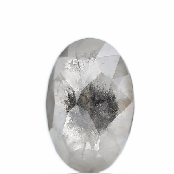 1.60 Carat Rose cut Fancy Gray Oval Salt and Pepper Diamond 8.52 MM