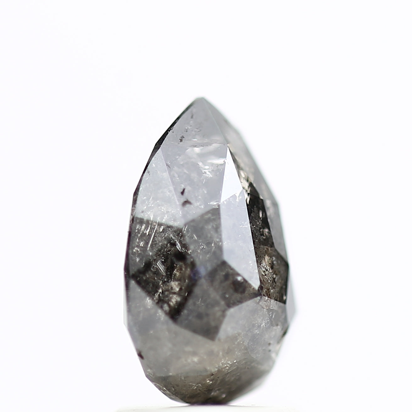 2.02 Carat Salt & Pepper Pear Diamond Double Cut Diamond 9.38 MM