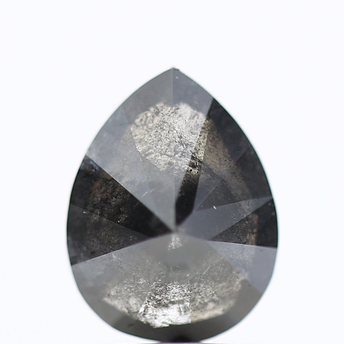 1.84 Carat Gray Black Salt and Pepper Pear Diamond 9.16 MM