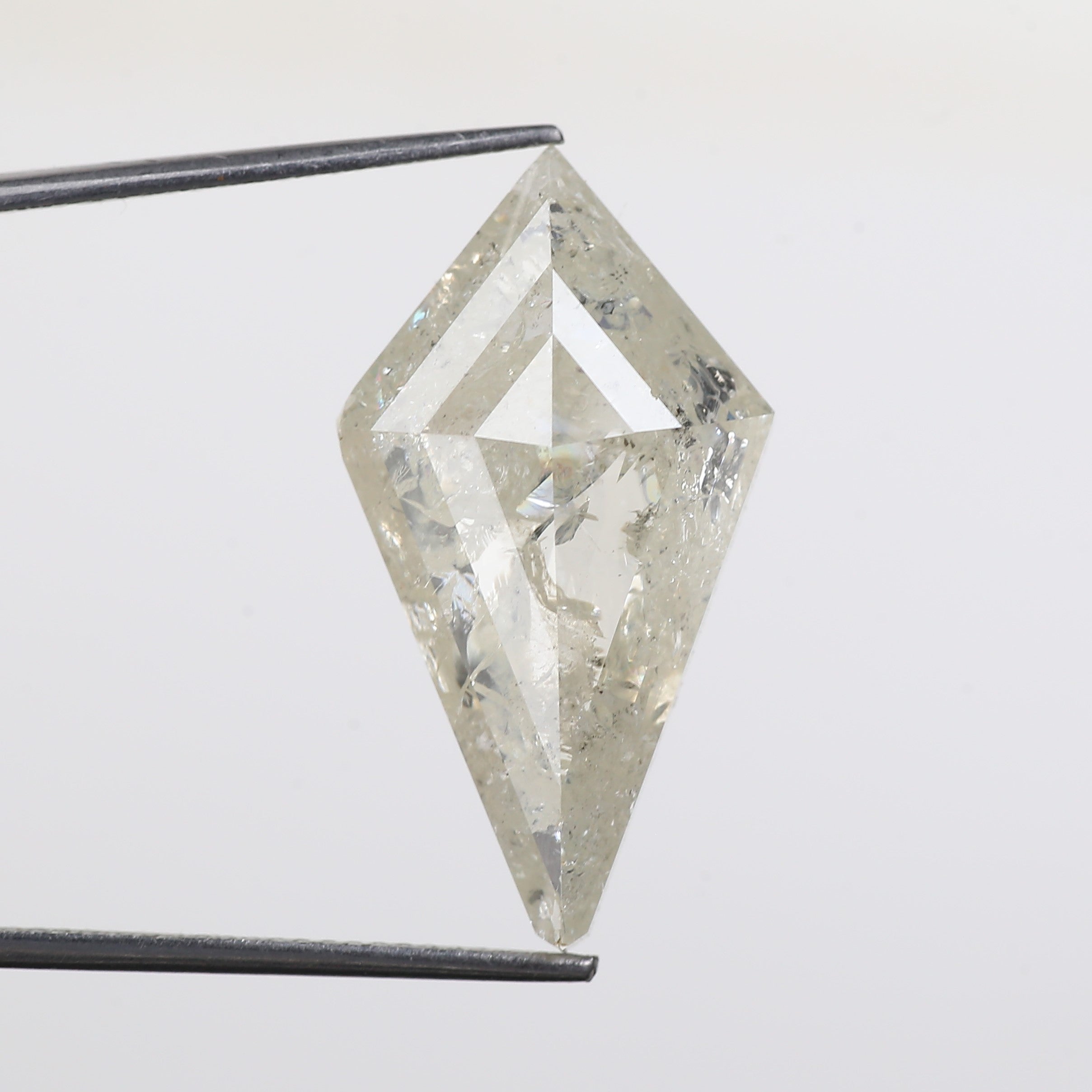 13 Carat Kite Cut Salt Pepper Diamond Natural Milky Light Yellowish White