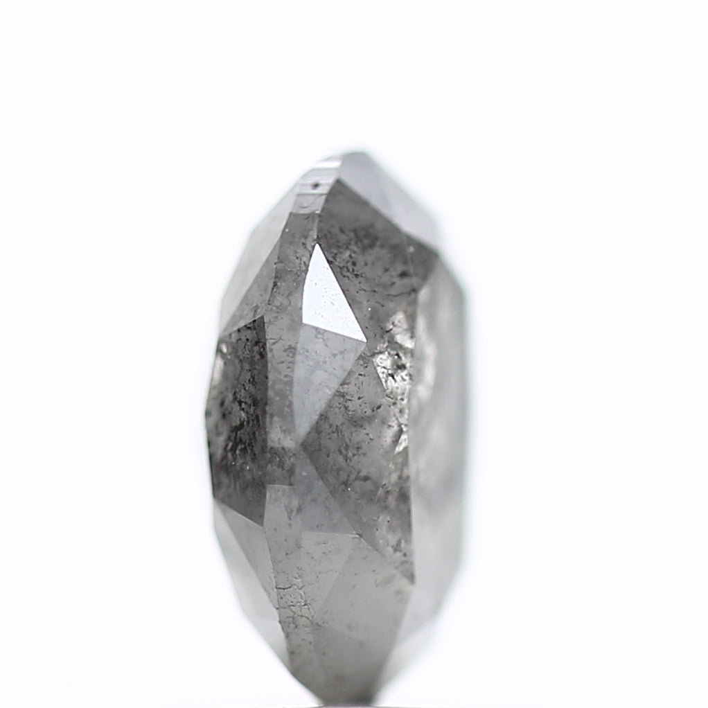 1.31 Carat Natural Salt Pepper Diamond Gray Rose Cut Brilliant Oval 7.72 MM