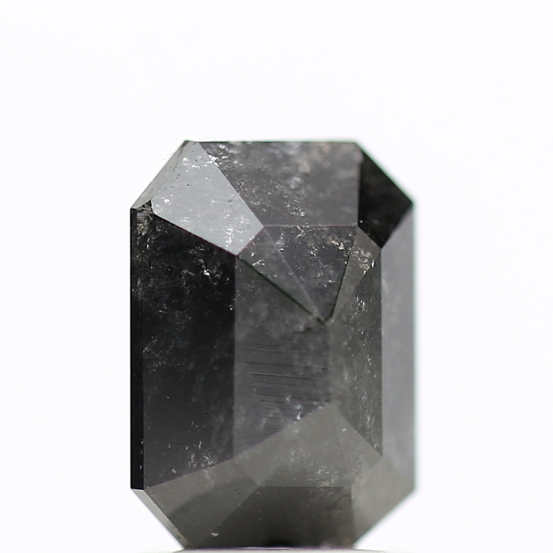 1.81 Ct Natural Color Emerald Cut Black Salt and Pepper Diamond 8.05 MM