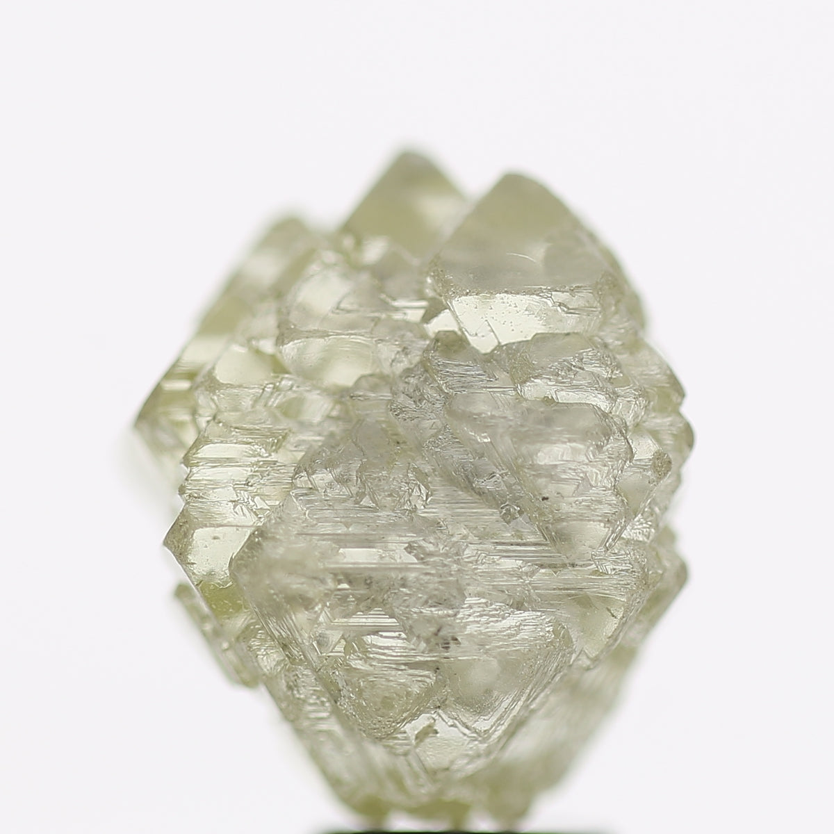 10 Ct Rough Diamond Octahedron Light Green Gray Raw Stone 12.70 MM