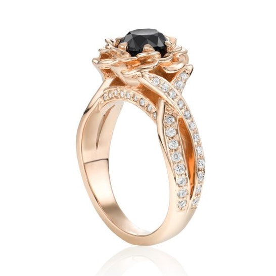 Bella Infinity Black and White Diamond Engagement Ring 14k Gold - Blackdiamond