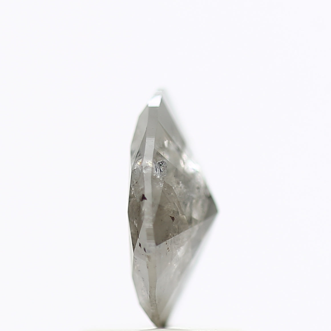 0.91 Carat Rose Cut Oval Gray Salt Pepper Diamond 8.05 MM