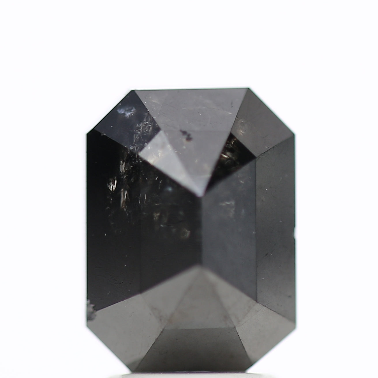 3 Ct Black Emerald Cut Diamond Natural Salt and Pepper Diamond 9.42 MM