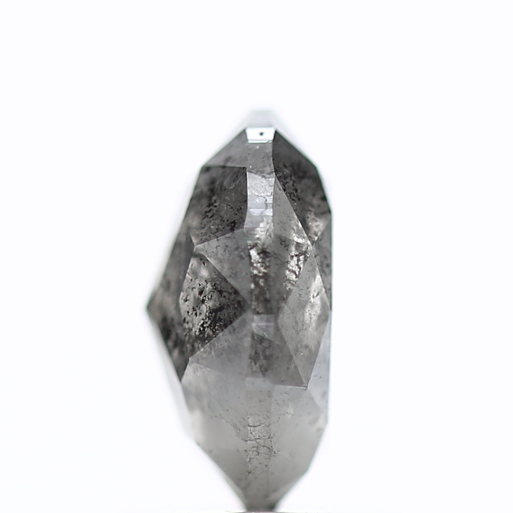 1.31 Carat Natural Salt Pepper Diamond Gray Rose Cut Brilliant Oval 7.72 MM