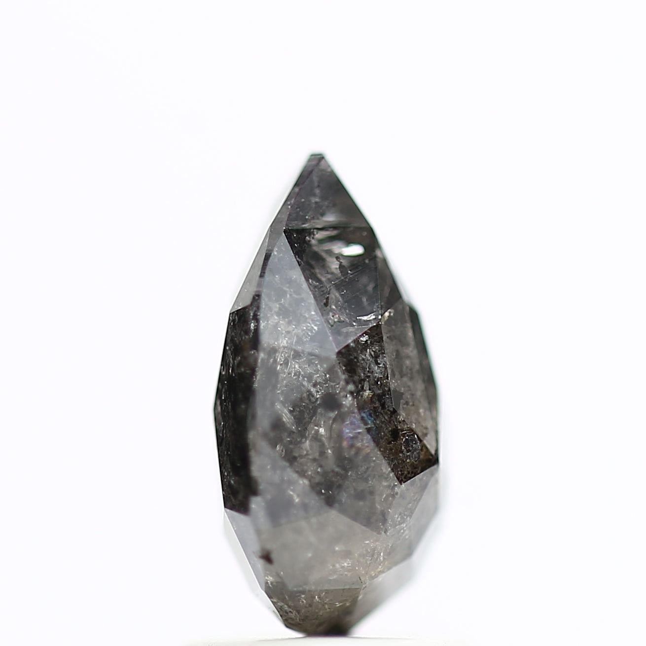 2.02 Carat Salt & Pepper Pear Diamond Double Cut Diamond 9.38 MM