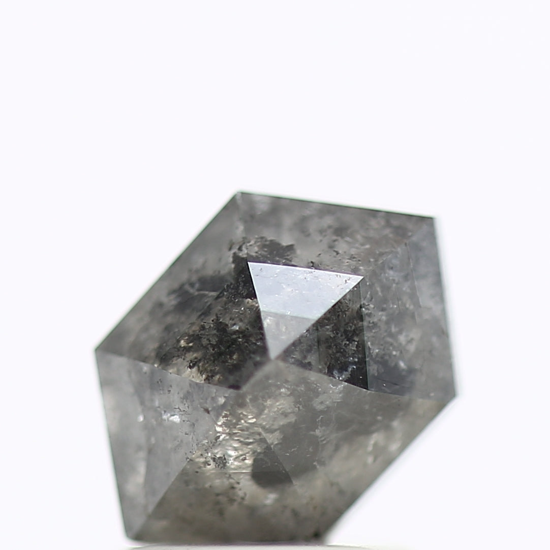 1.54 Carat Grey Hexagon Salt and Pepper Diamond 8.41 MM
