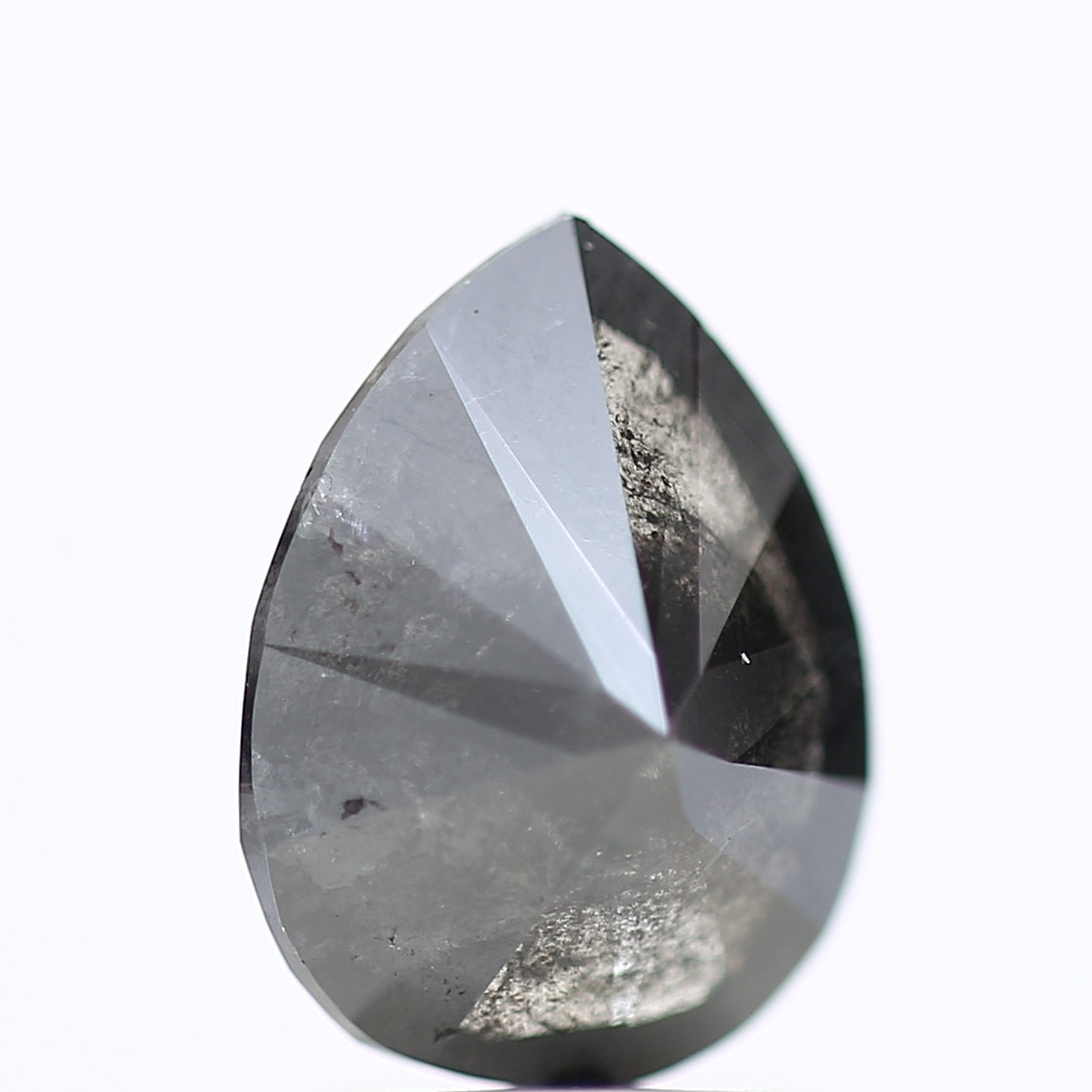 1.84 Carat Gray Black Salt and Pepper Pear Diamond 9.16 MM