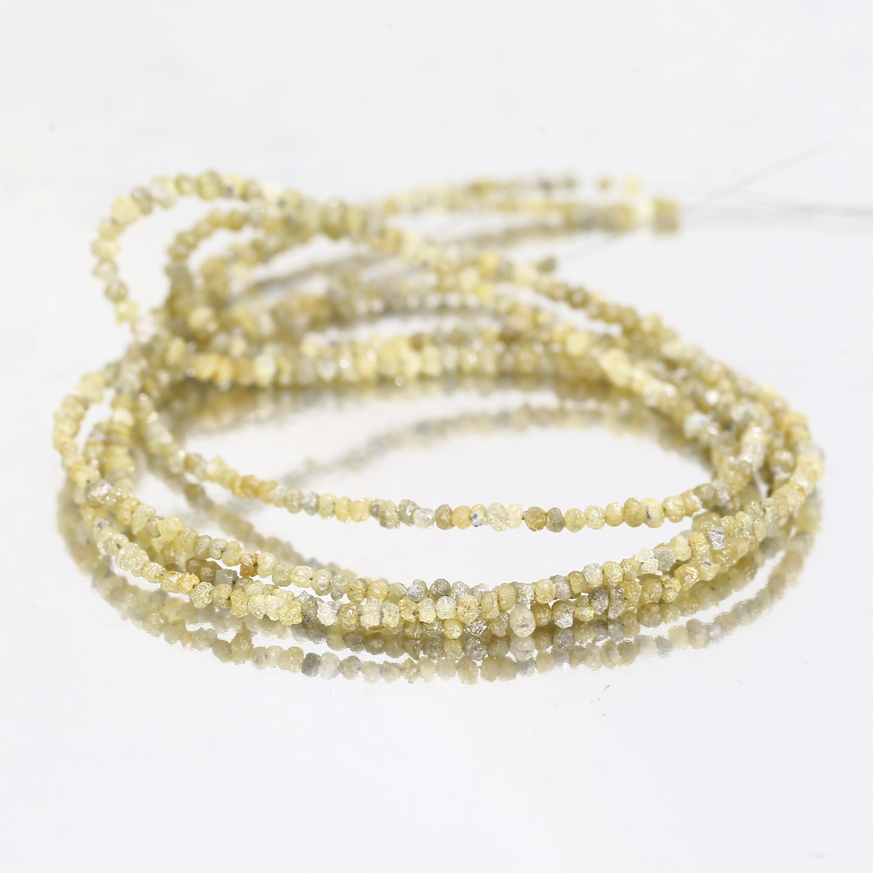 14 Carat Natural Beads Strand Uncut Yellow Loose Diamond for Jewelry Making