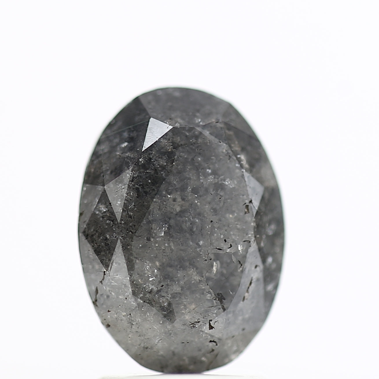 2.21 Carat Fancy Grey Salt and Pepper Oval Diamond 9.54 MM
