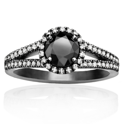 The Lana Black and White Diamond Ring In 14k Black Gold - Blackdiamond