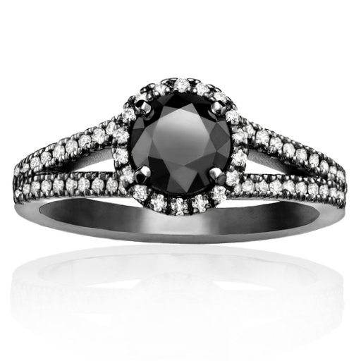 The Lana Black and White Diamond Ring In 14k Black Gold