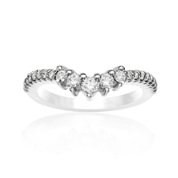 Curve Grand White Diamond Band 14K Yellow Gold