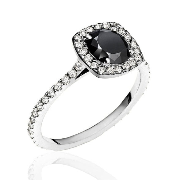 Halo Most Eternity Black and White Diamond Ring - Blackdiamond