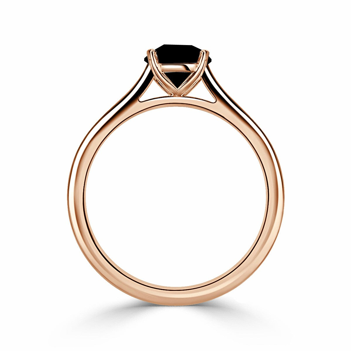 14k Rose Gold Solitaire Oval Natural Black Diamond Ring - Blackdiamond
