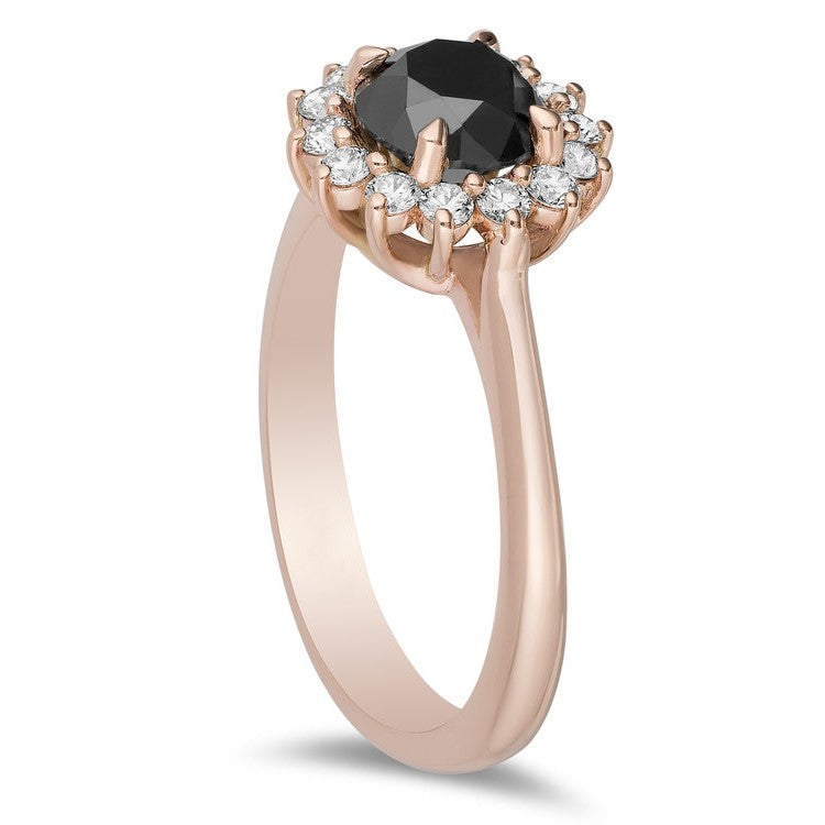 Reva Black and White Diamond Ring 14k Rose Gold - Blackdiamond