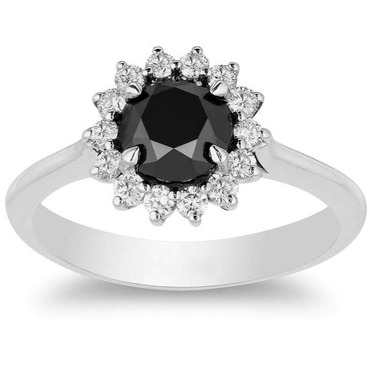 Reva Black and White Diamond Ring 14k Rose Gold - Blackdiamond