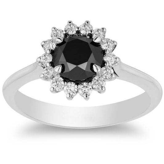 Reva Black and White Diamond Ring 14k Rose Gold
