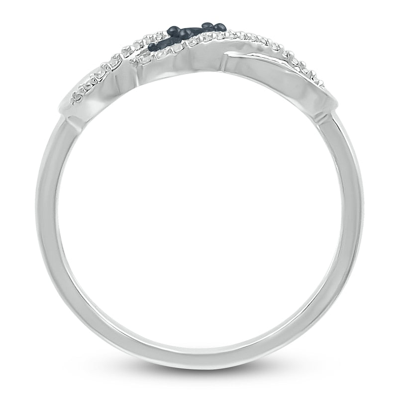 Black and White Diamond Infinity Ring 1/5 ct tw 14k Solid Gold - Blackdiamond