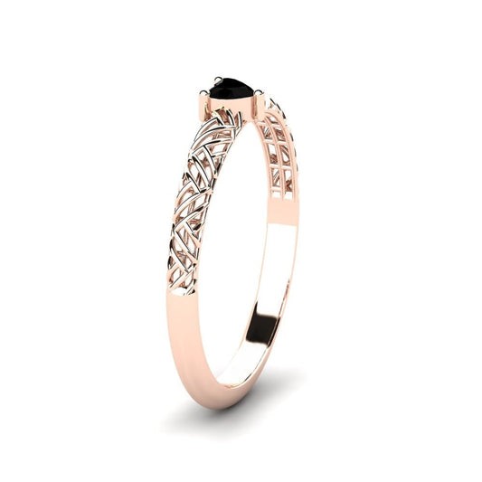 Heart Black Diamond Engagement Ring Allure 14K Rose Gold