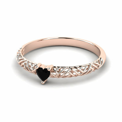 Heart Black Diamond Engagement Ring Allure 14K Rose Gold