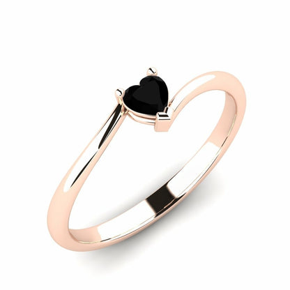 Black Diamond Heart Ring Soulshine 14K Rose Gold