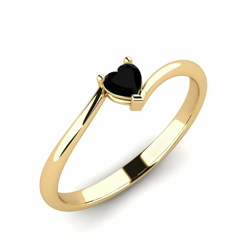 Black Diamond Heart Ring Soulshine 14K Rose Gold