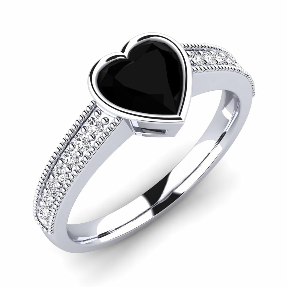 Heart Black Engagement Ring Bella 14K Yellow Gold