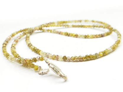 15 Carat Natural Yellow Rough Diamond Beads Necklace With Silver Clap