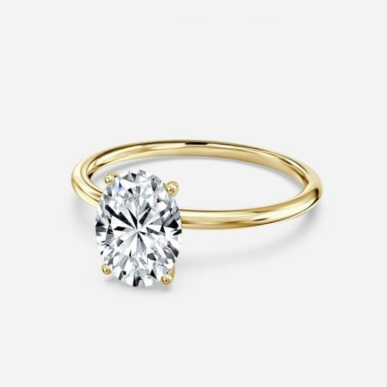 Bdaya Oval Solitaire Engagement Ring 14K / 18K Solid Gold