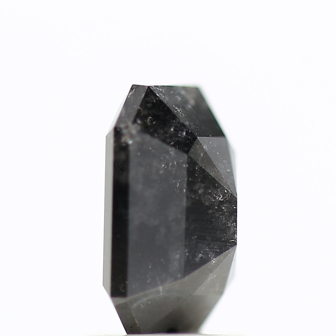 1.81 Ct Natural Color Emerald Cut Black Salt and Pepper Diamond 8.05 MM