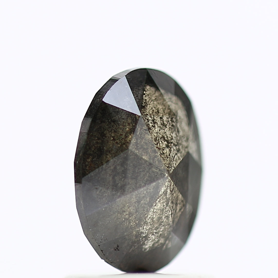 1.11 Carat Black Oval Rose Cut Diamond Salt & Pepper Diamond 7.71 MM
