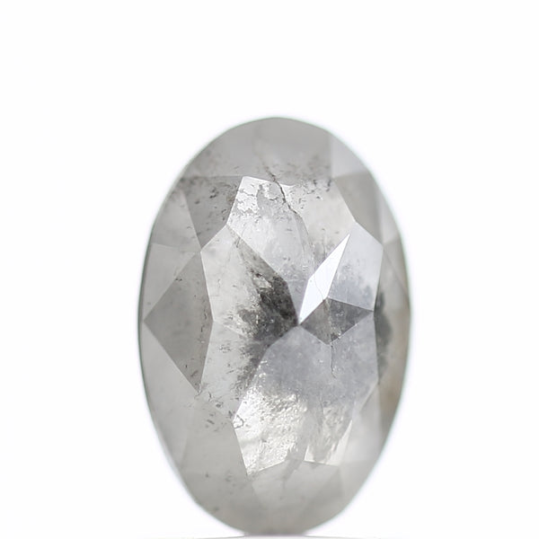 1.60 Carat Rose cut Fancy Gray Oval Salt and Pepper Diamond 8.52 MM