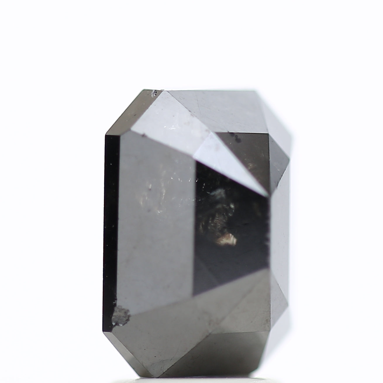 3 Ct Black Emerald Cut Diamond Natural Salt and Pepper Diamond 9.42 MM